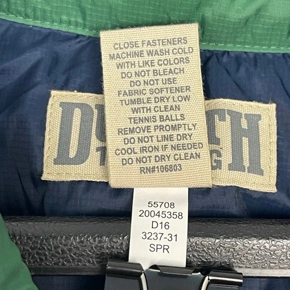 Duluth Trading Co Mens Large Down Quilted Puffer Jacket Forest Green Snap Up - Picture 9 of 11